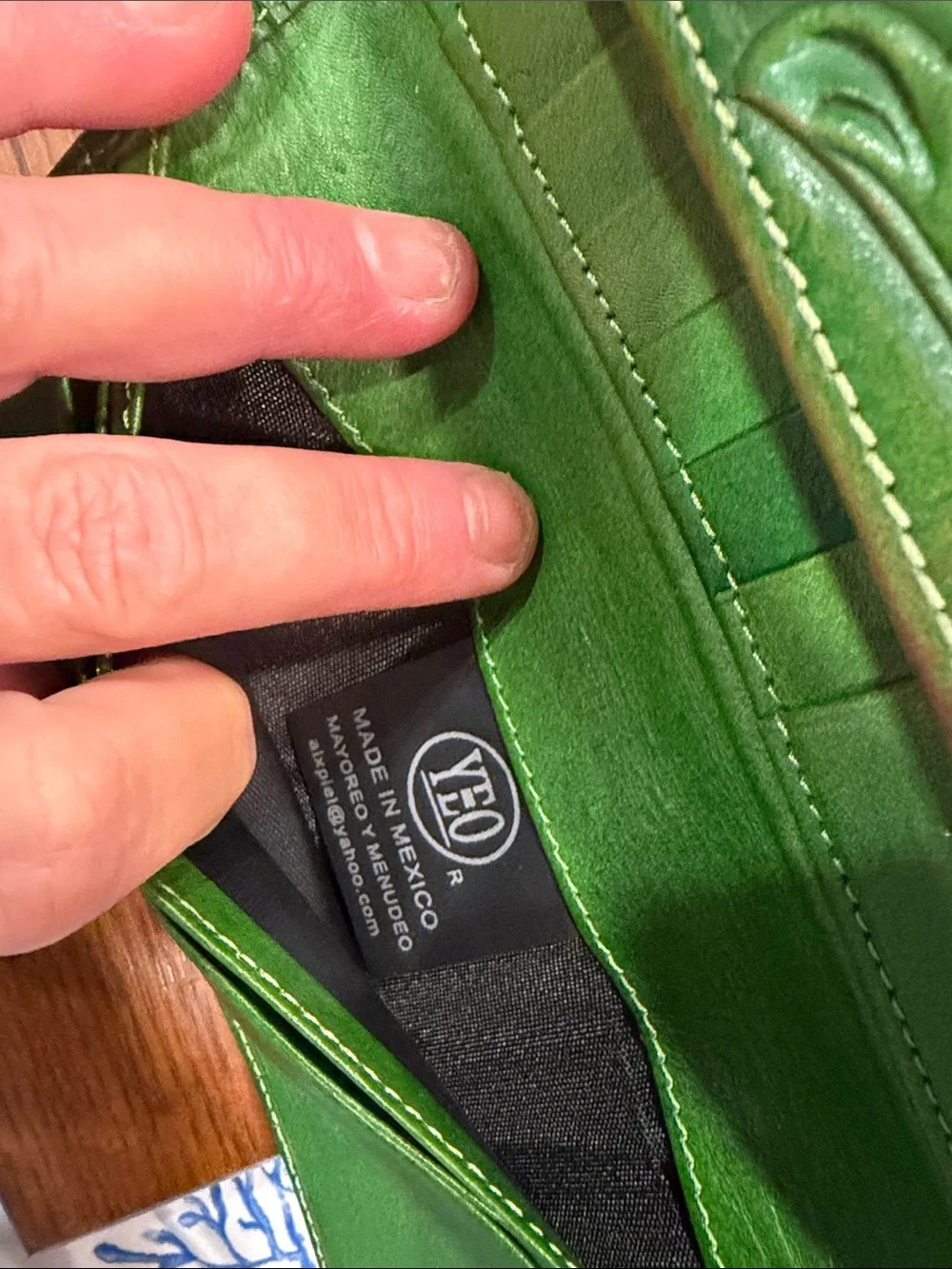 Green Tooled Leather Women's Wallet